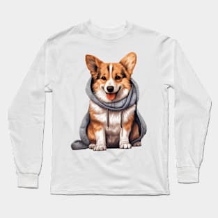 Winter Cardigan Welsh Corgi Dog Long Sleeve T-Shirt